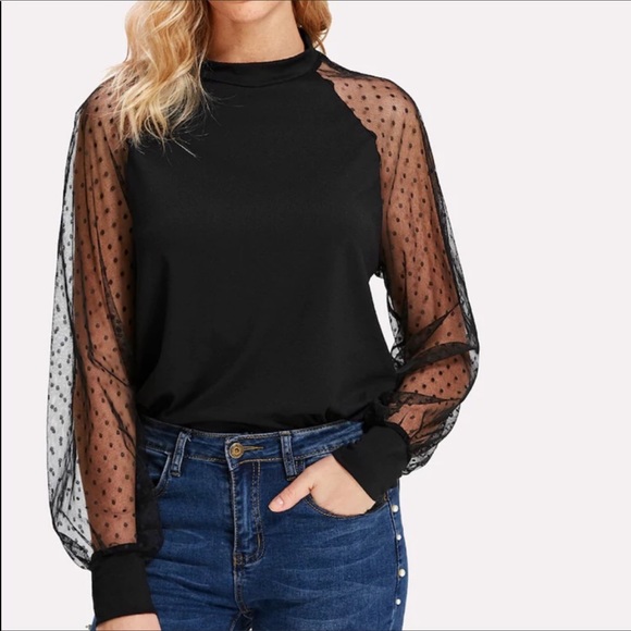 Mesh sleeve top - Picture 2 of 3